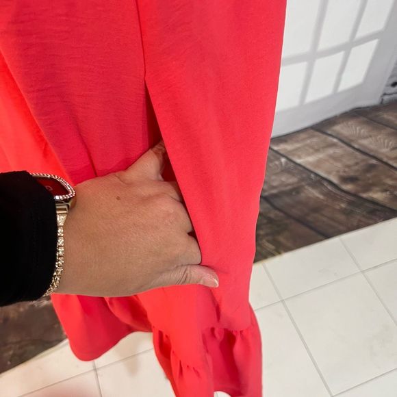 Julia Jordan NWT Nordstrom’s salmon pink ruffle hem midi dress size 12 - Picture 4 of 9